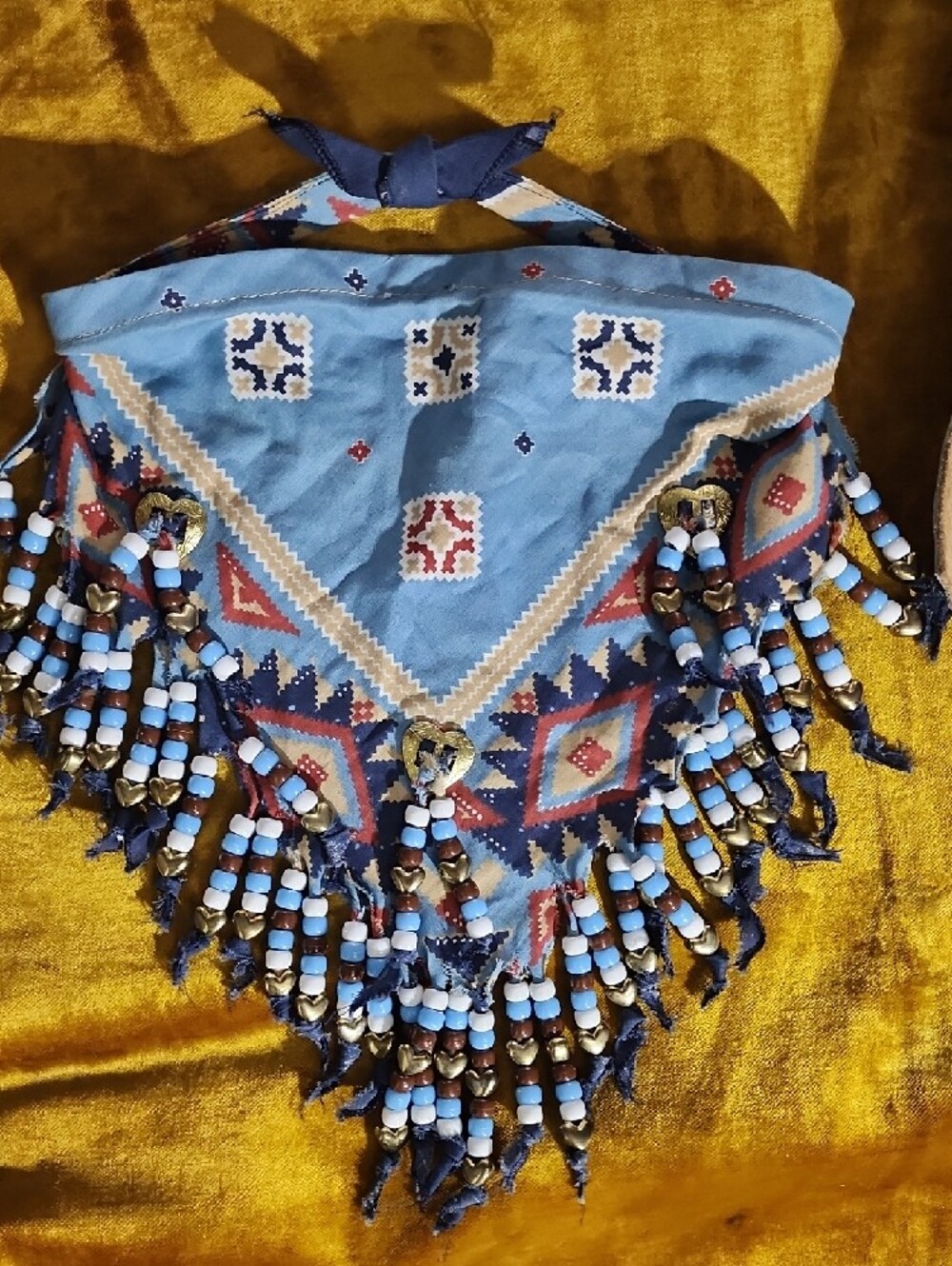 🔥 HOT DEAL Beaded Fringe Bandana Scarf And Leather Waist Bag  - Festival Wear - Picture 2 of 15